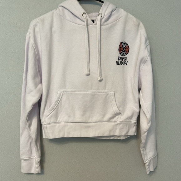 NWT Cross Colours Tupac Shakur cropped white hoodie, women’s size medium. - Picture 1 of 8